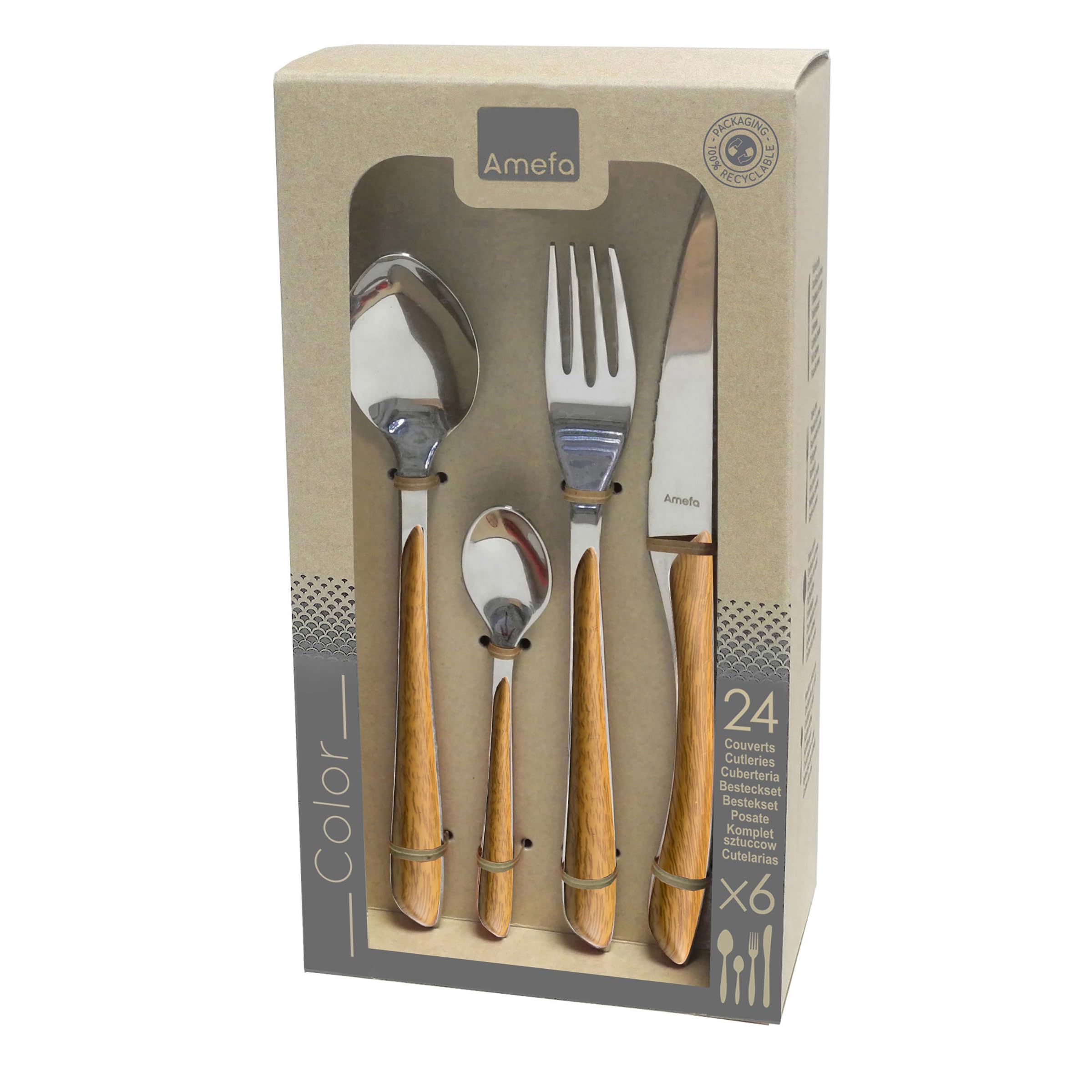 amefa-eclat-nature-besteck-set-24-tlg-braun-holzoptik image 6