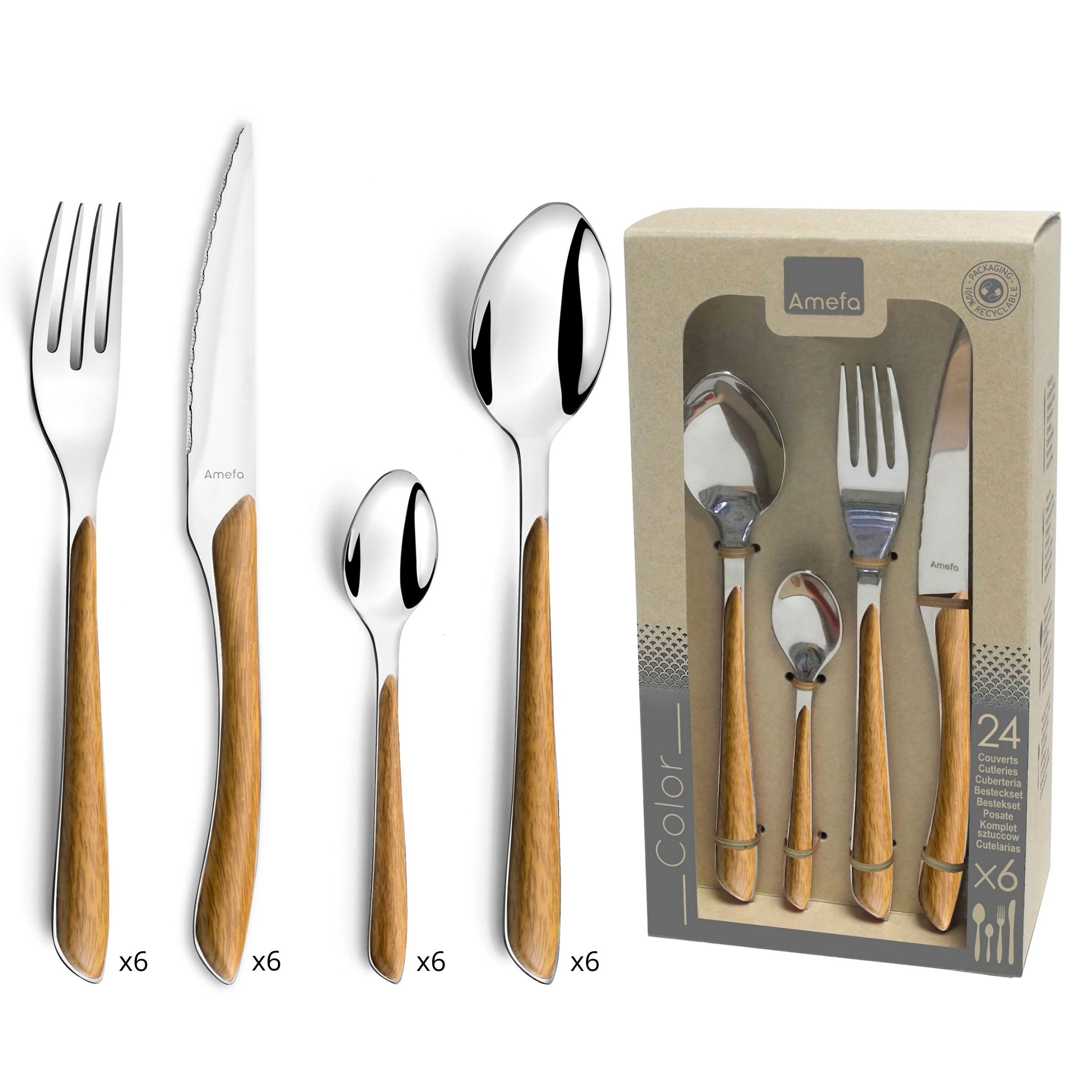 amefa-eclat-nature-besteck-set-24-tlg-braun-holzoptik image 3