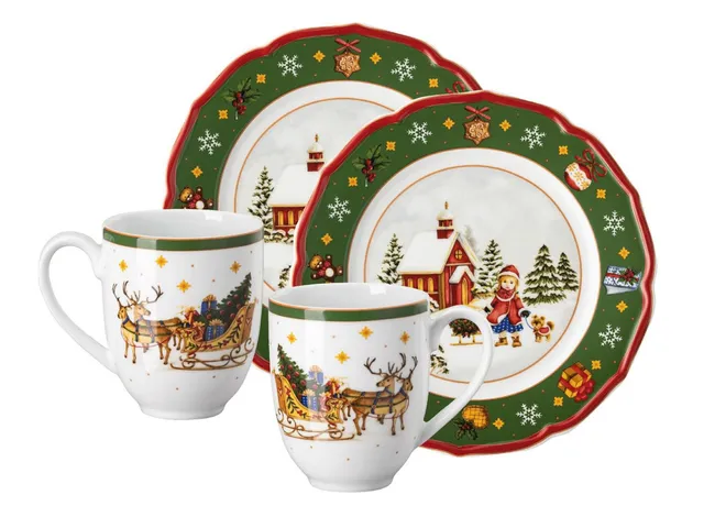hutschenreuther-happy-wintertime-set-4-tlg-gr-n-tassen-teller image 1