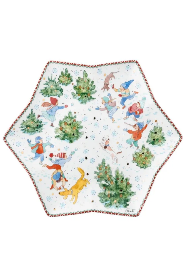 hutschenreuther-sammeledition-sternschale-34-cm-weihnachtsspiele-rot image 1