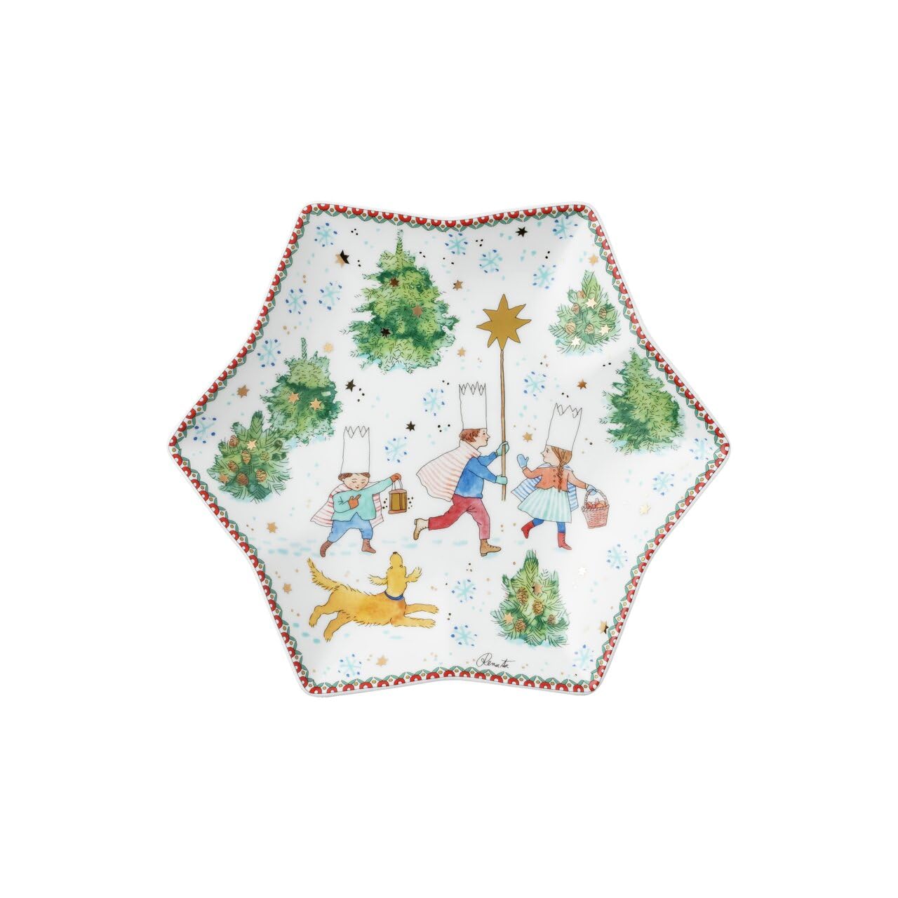 hutschenreuther-weihnachtsspiele-sternschale-24-cm-rot-beige image 2