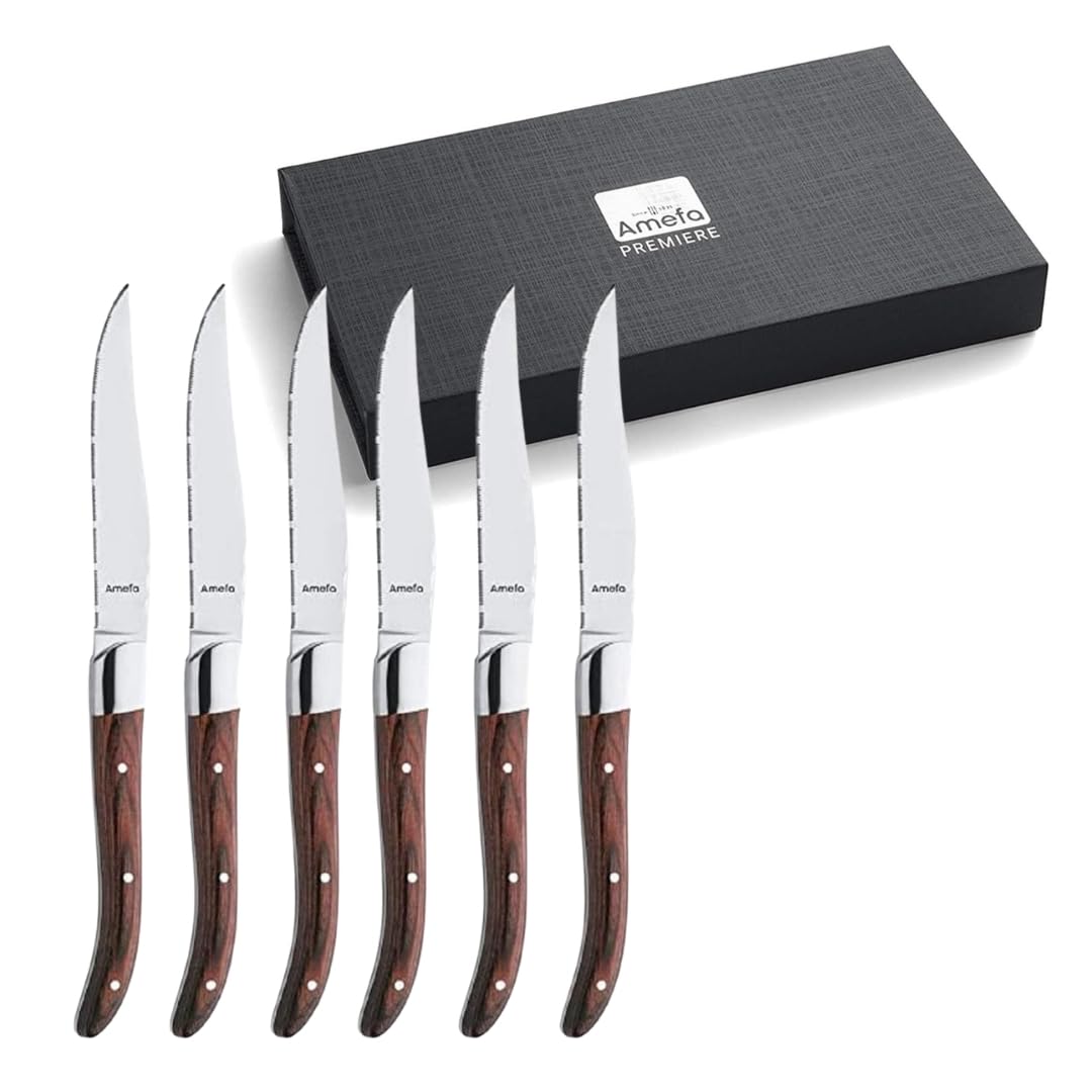 amefa-royal-steak-laguiole-steakmesser-6-teilig-holzgriffe-wellenschliff image 1