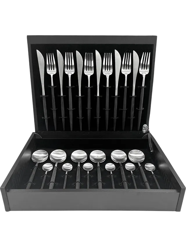 asa-selection-goa-besteckset-24-teilig-schwarzer-griff-matt image 1