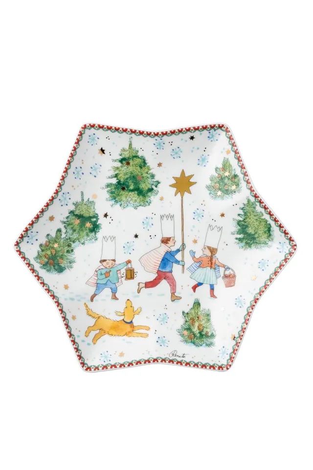hutschenreuther-weihnachtsspiele-sternschale-24-cm-rot-beige image 1