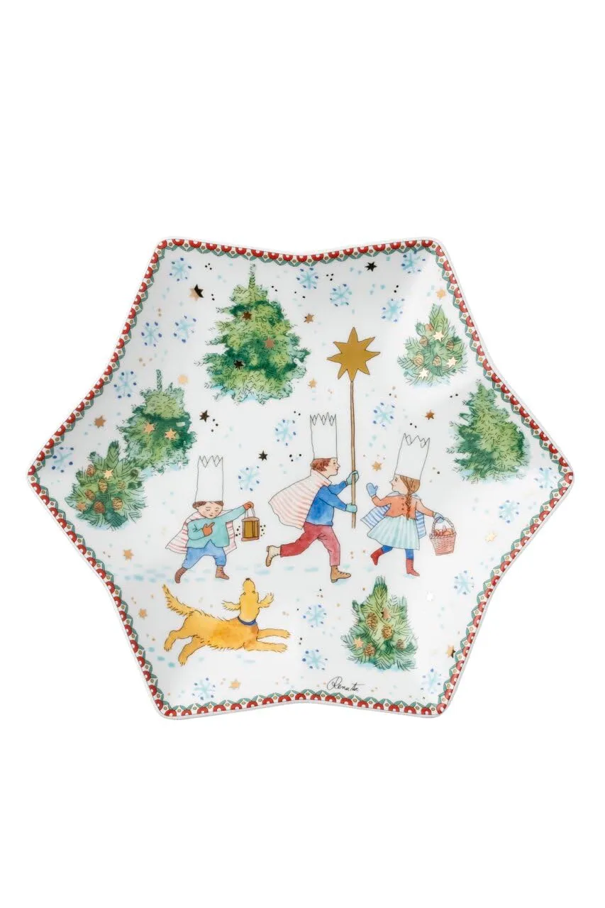 hutschenreuther-weihnachtsspiele-sternschale-24-cm-rot-beige image 1
