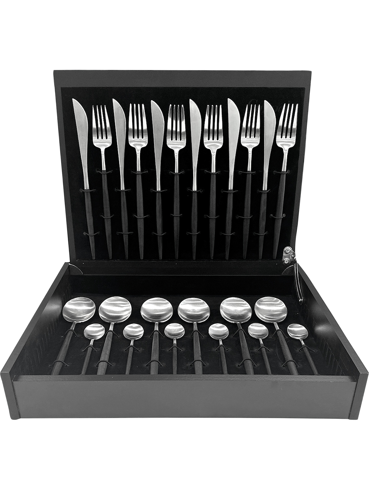 asa-selection-goa-besteckset-24-teilig-schwarzer-griff-matt image 1